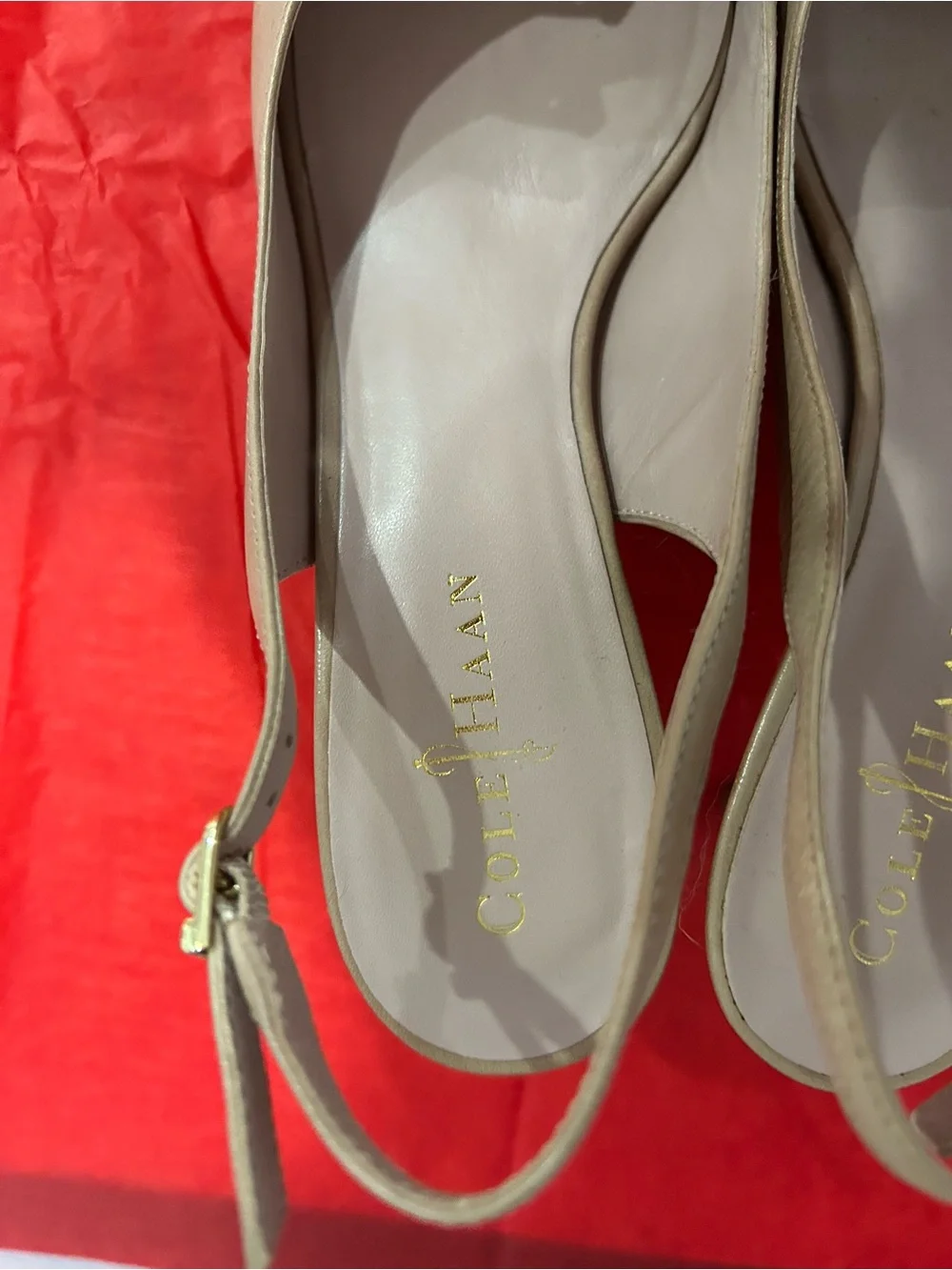 Cole Haan Beige and Olive Slingback Sandals